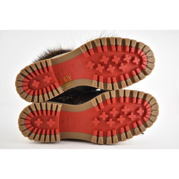 Christian Louboutin Fanny Flat Roche Fur Leather Lace Up Tie Combat Boot 35.5 - Picture 10 of 10